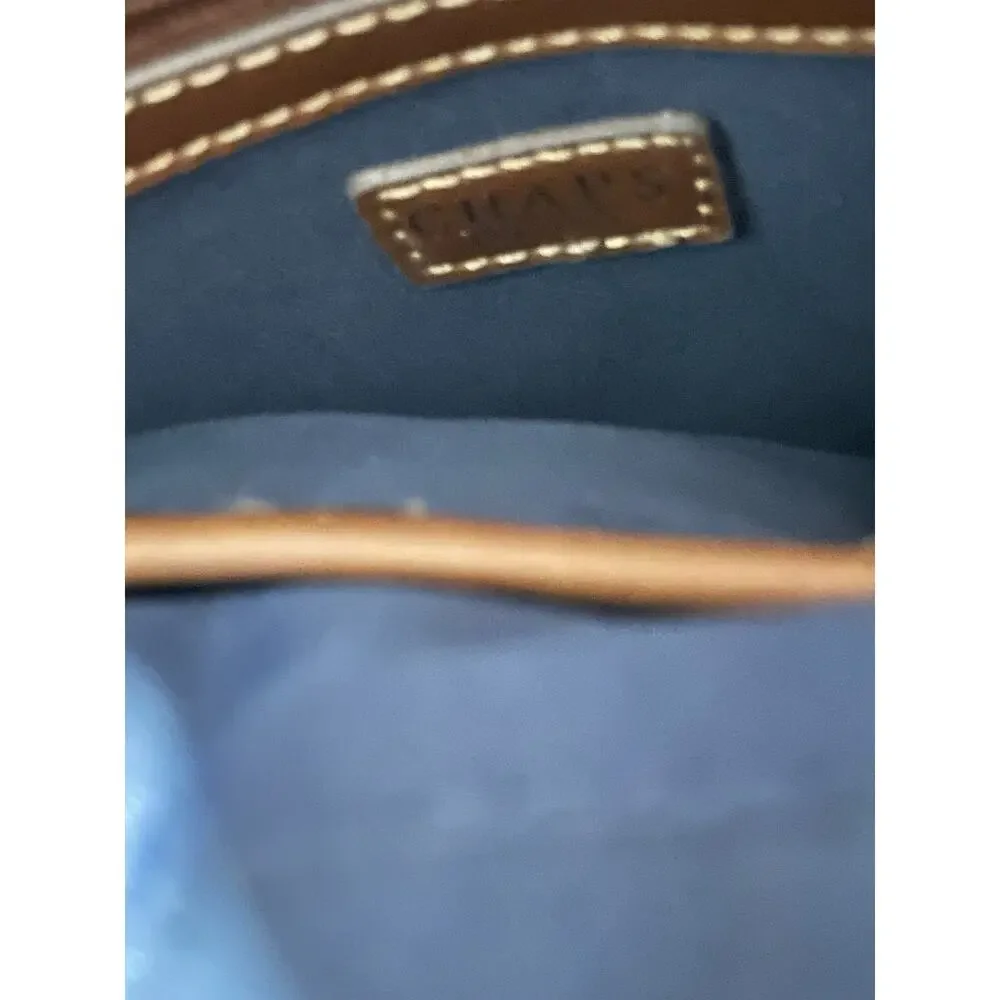 Ralph Lauren Chaps Crossbody Purse Bag Striped White Blue Tan Shoulder